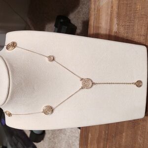 Jade & Jasper Brand Signed Goldtone Delicate Drop Necklace 28 Inches